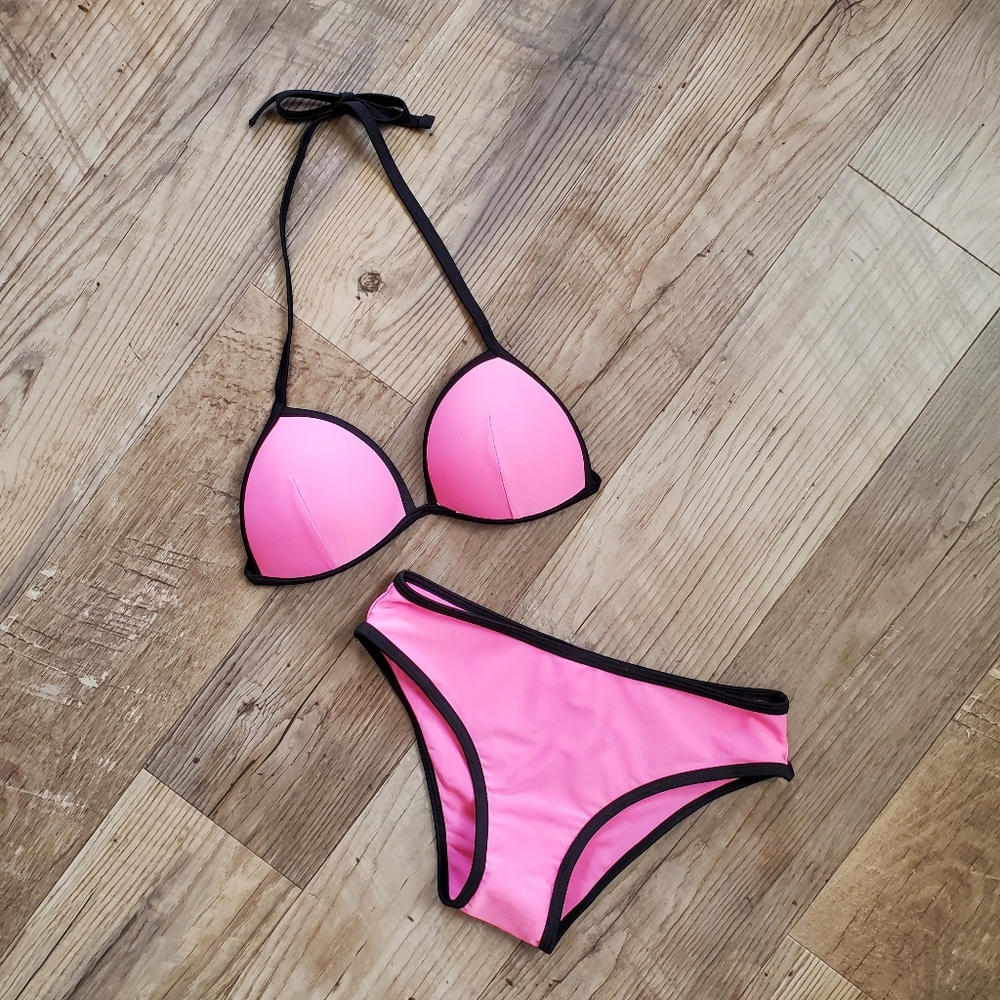 Hot Pink Bikini Set with Ties, Top & Bottom NWT, Size: Small